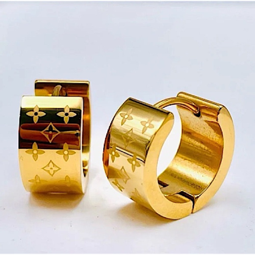 Gold Plated Four Leaf Clover Hoop Luxury Huggies’ Minimalist Earrings